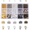 thumbnail image 1 of 1400Pcs Basic Jewelry Findings with Brass Lobster Clasp Iron Jump Rings Ribbon Ends for Jewelry Making, 1 of 2