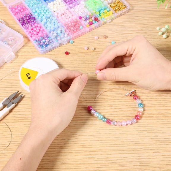 1400Pcs DIY Bracelets Making Kit with Clay Beads(6mm&8mm), Handcraft Necklace&Jewelry Making Kit for Girls Ages 6-16