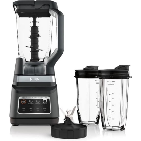 1400W Auto-IQ Blender, 3 Modes: Smoothies, Frozen Drinks, 72oz Pitcher, 2x24oz Cups, Pro Blades, Black/Stainless