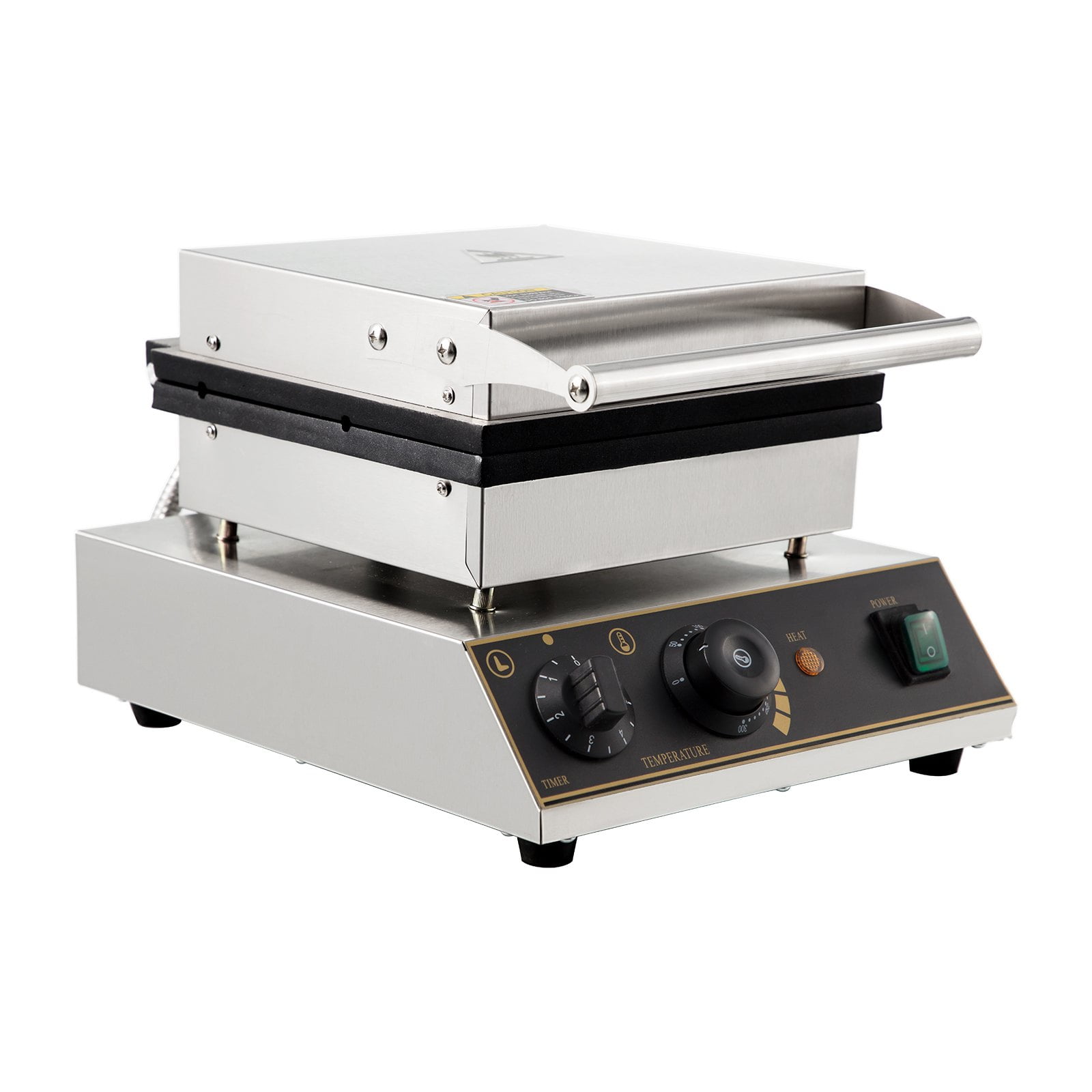 1400W Commercial Bubble Waffle Maker Non Stick Stainless Steel Baker with Rotatable Pans and Adjustable Temperature Egg Bubble Puff Iron with Wooden Handles