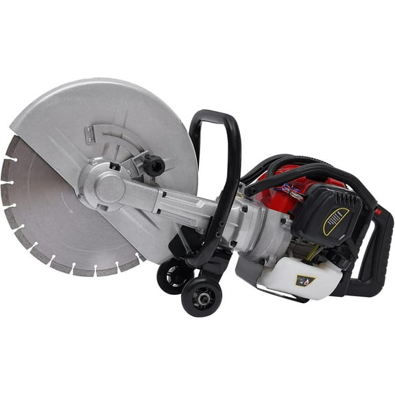 1400W Concrete Cutter Saw 52CC Gas Powered Cutter Circular Saw Concrete Wet Saw Guide Roller Water Line Attachment Cut Off Saw Concrete Disc Cutter