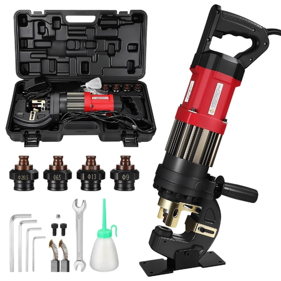 LIOOBO Electric Hydraulic Hole Puncher with 1400W Motor for Metal Sheets Portable Red