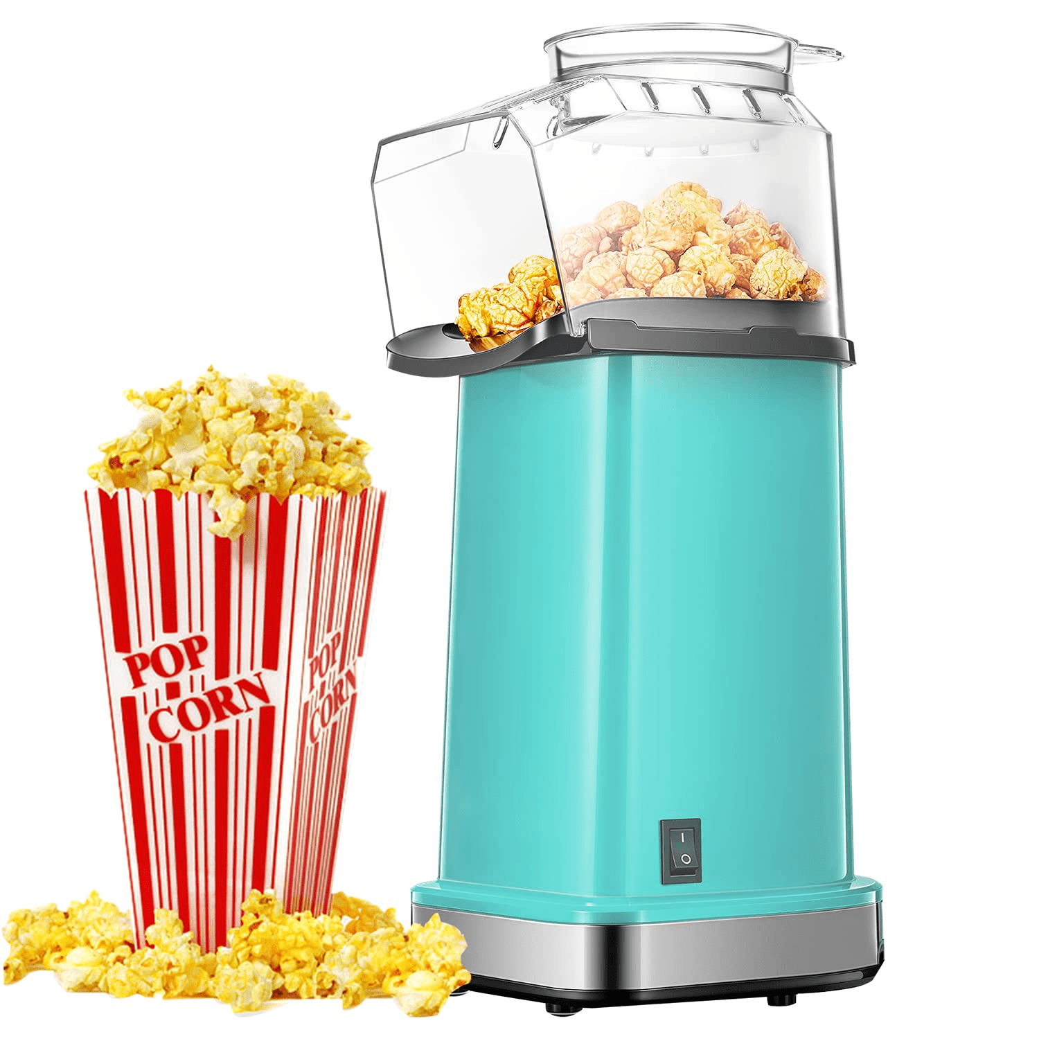 1400W Hot Air Popcorn Popper, 18cups Popcorn Maker with Measure Cup,  Fat-Free 