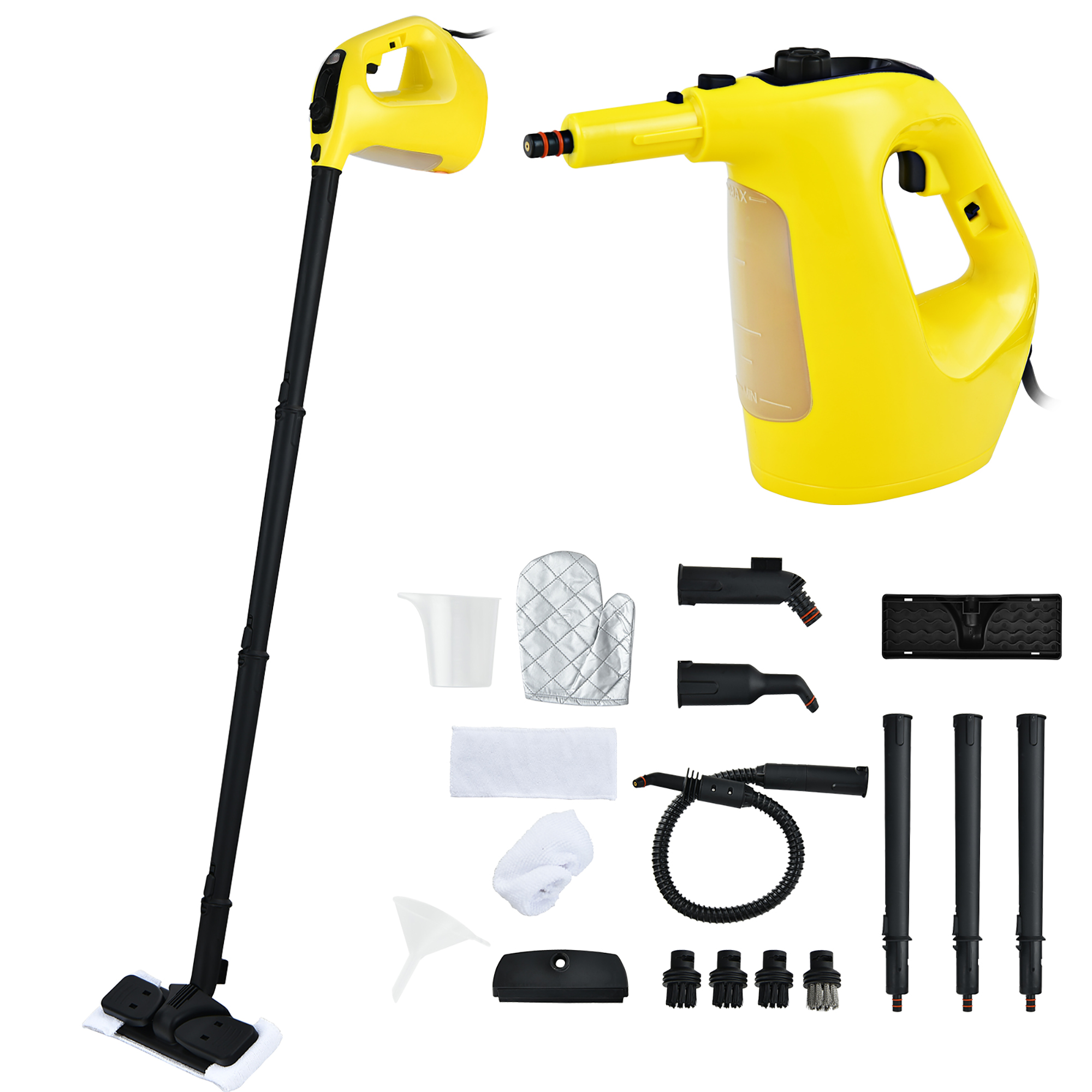 1400W Multipurpose Pressurized Steam Cleaner Mop W/ 17 Pieces Accessories Yellow - image 1 of 10