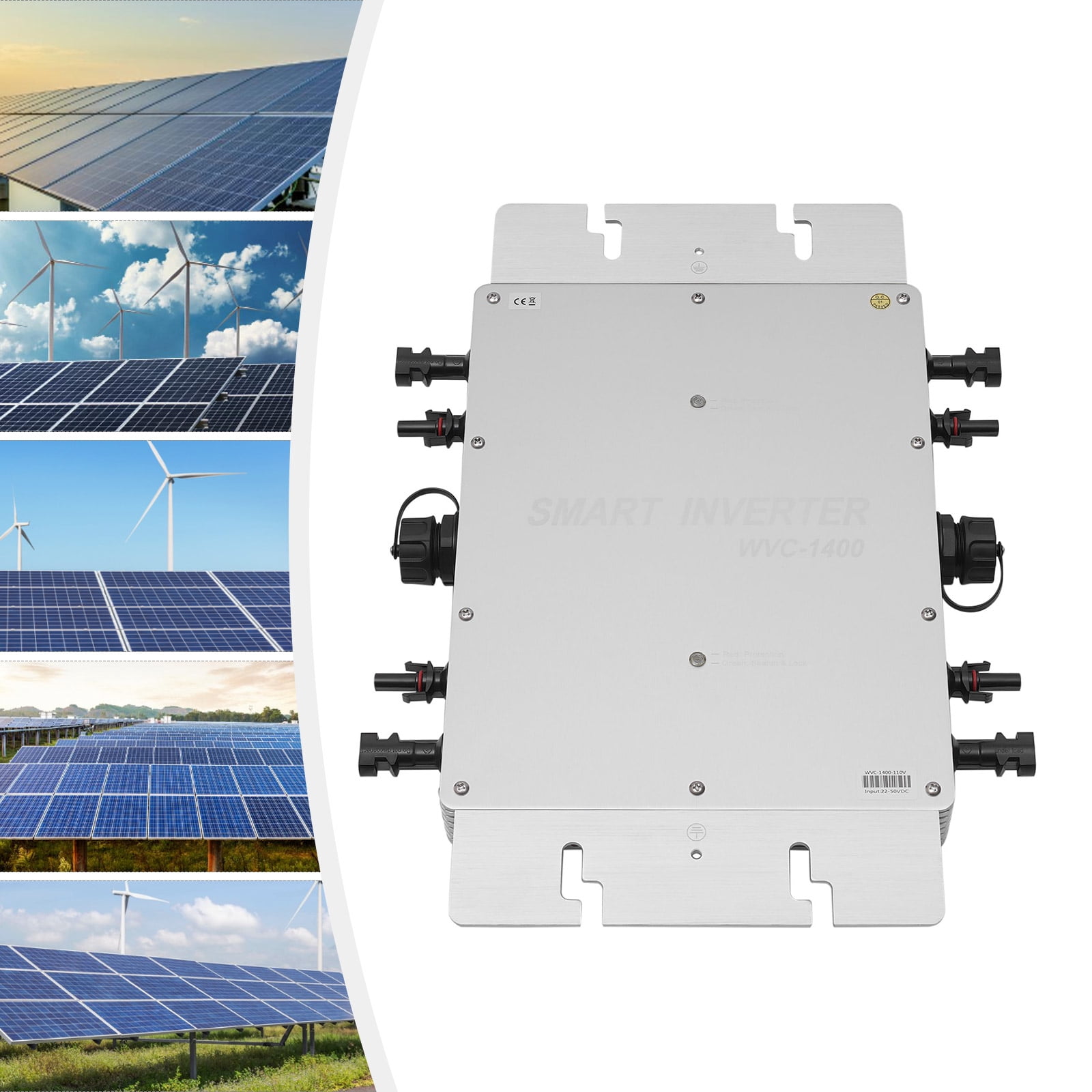 1400W Solar Grid Tie Micro Inverter, Waterproof IP65 Pure Sine Wave Inverter with AC Data Monitoring Display LCD Screen, Micro Inverters for 30V/36V Solar Panels