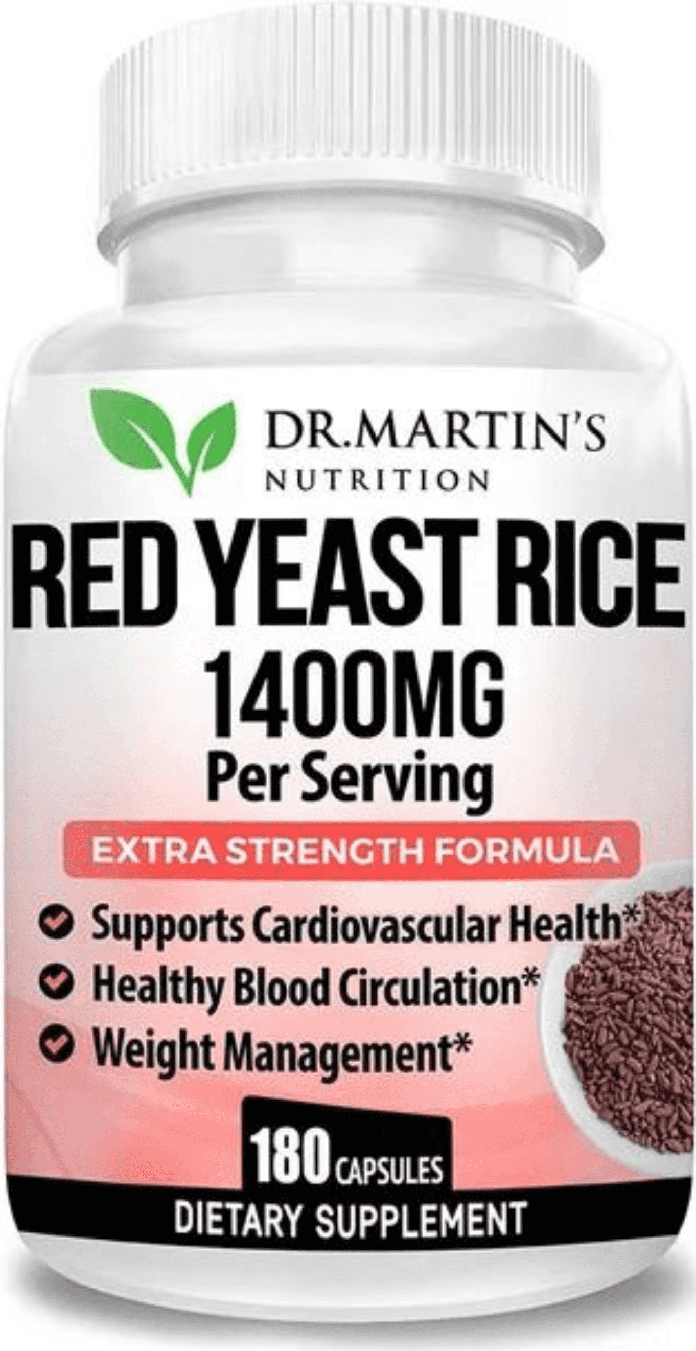 1400mg Red Yeast Rice 180ct Supports Heart Health & Blood Circulation