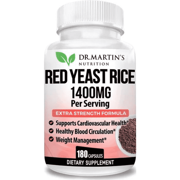 Red Yeast Rice 1400mg – 180 Capsules | Supports Heart Health, Healthy Blood Circulation & Cardiovascular Function | Helps Maintain Healthy Cholesterol Levels† | Dr. Martin’s Nutrition