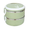 thumbnail image 1 of 1400ml 2-Layer Round Stainless Steel Lunch Box, Food Storage Container for Hot Food, Portable Thermal Bento Box with Compartments, Leakproof Reusable Meal Prep for Office, 1 of 1