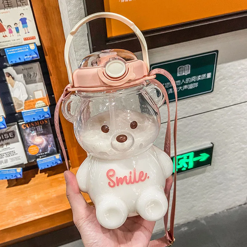 1400ml Kawaii Bear Water Bottle for Girls Kids School Outdoor Cute ...