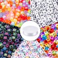 1400pcs 5 Color Acrylic Alphabet Cube Beads Letter Beads with 1 Roll