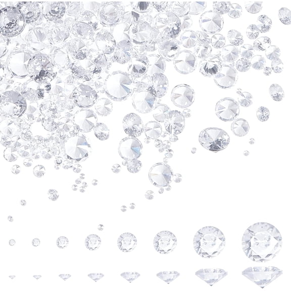 1400pcs Clear Cubic Zirconia Stone 8 Sizes Grade A Faceted CZ Diamante Rhinestone Gems with Pointed Back Cabochons