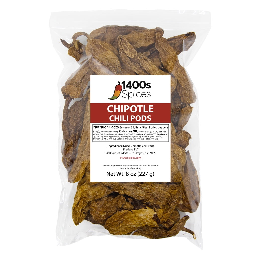 8oz Chipotle Meco Chiles Dried Whole Smoked Peppers by 1400s Spices