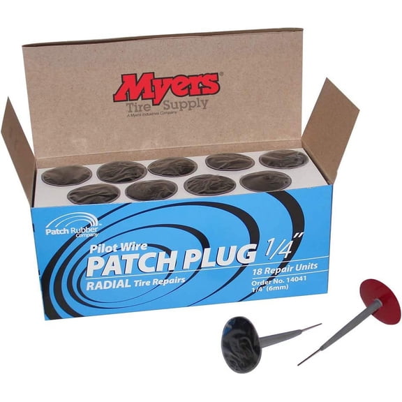 14041 1/4-Inch Pilot Wire Patch Plugs with 1-3/4-Inch Diameter Patch for Radial Tire Tread Puncture Repairs, (Box of 18), Made in USA