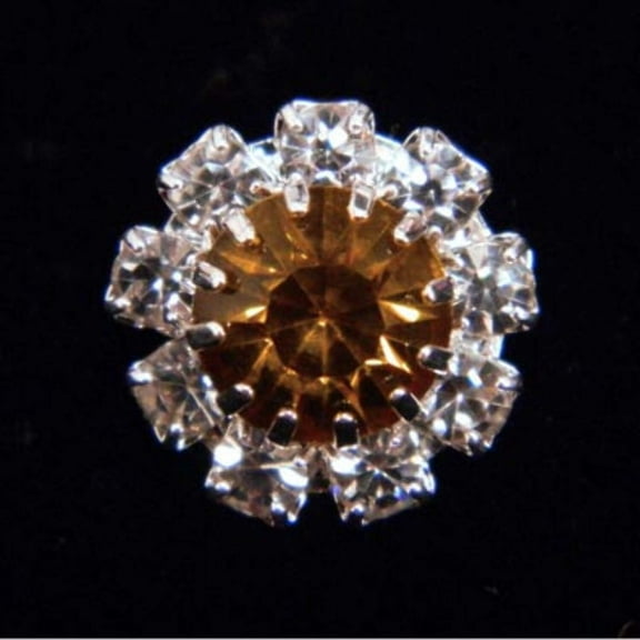 #14062 Medium Rhinestone Rosette Button - Amber Center