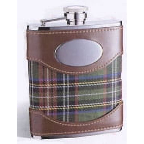 1406YCG-A Edinburgh Plaid Cloth Wrapped flask, 6 Oz, Stainless Steel