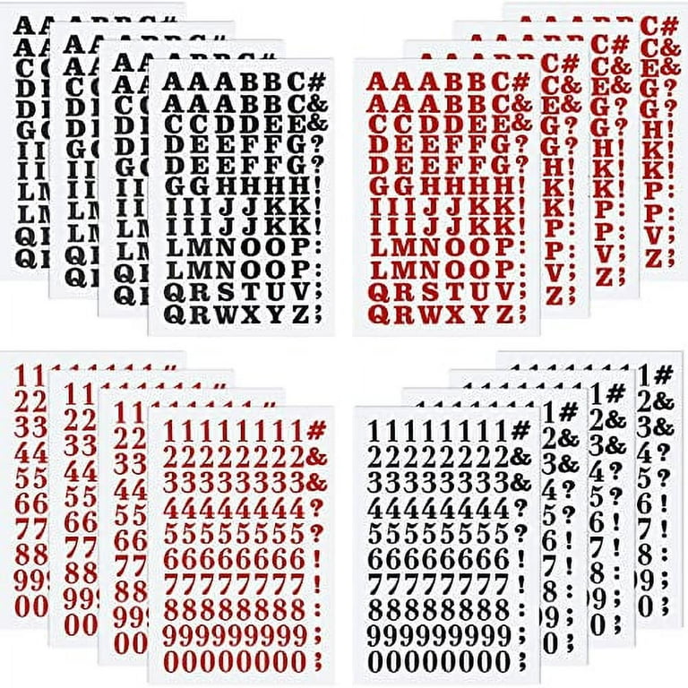 1408 Pieces Iron on Letters and Numbers 0.75 Inch Heat Transfer Letters  Numbers Adhesive Letters Applique DIY Fabric Vinyl Alphabets for Clothing  Printing Crafts Decorations, 16 Sheets (Black, Red) 