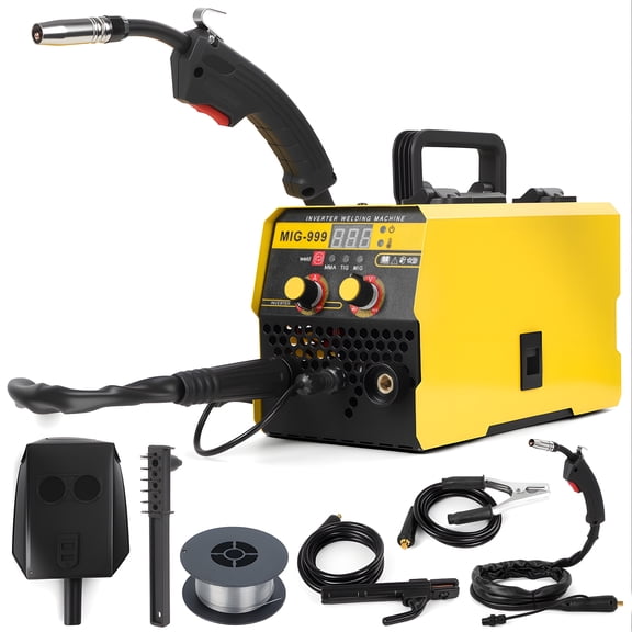140A 3-in-1 Gasless MIG Welder, 110V/220V Portable Welding Machine with LED Display, Stick/TIG/Lift-Arc for Home, Auto Repair, DIY Metal Projects