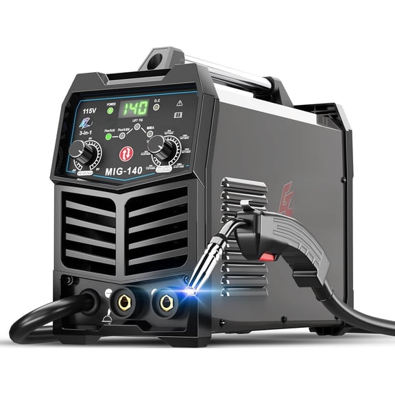 140A MIG Welder, 3 in 1 Welder FLUX MIG/ARC/Lift TIG Multi-Process Mig Welder, 110V IGBT Inverter Gasless Welder, Welding Machine 110v Flux Core Welder with Welding .