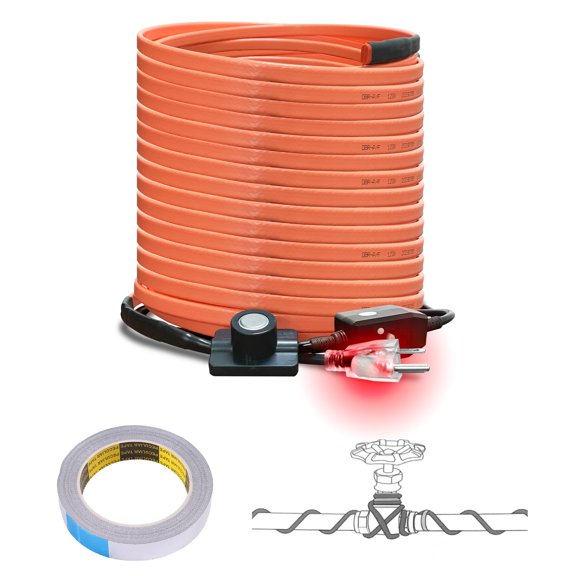 140FT Self-Regulating Trace Cable For Home Roof RV Water Pipe Freeze Protection