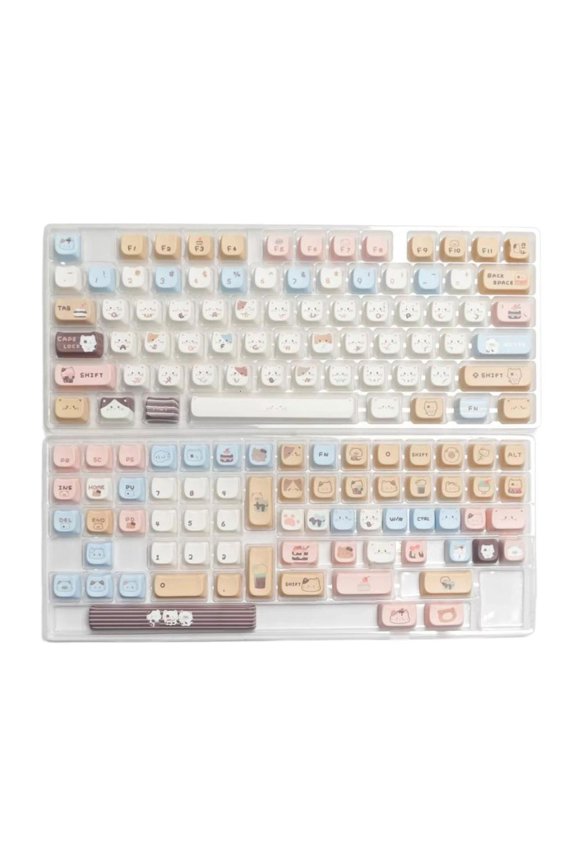 140Keys Keycaps Cartoon Sea Salt Kitten PBT Keycap Set Enhances Typing Experience For Mechanical Keyboard Customizable