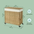 thumbnail image 1 of 140L (37 Gallon) Rolling Laundry Hamper with Lid, 3-Section Synthetic Rattan Laundry Basket Storage with Removable Liner, 26x13x26 Inches, 1 of 6
