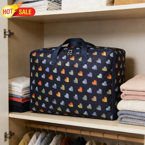 140L Extra Large Fabric Storage Tote Bag with Double Zippers & Reinforced Handles, Reusable Heavy‑Duty Organizer for Clothes, Bedding, Toys, Christmas Decor, Moving & Dorm Home Storage Supplies