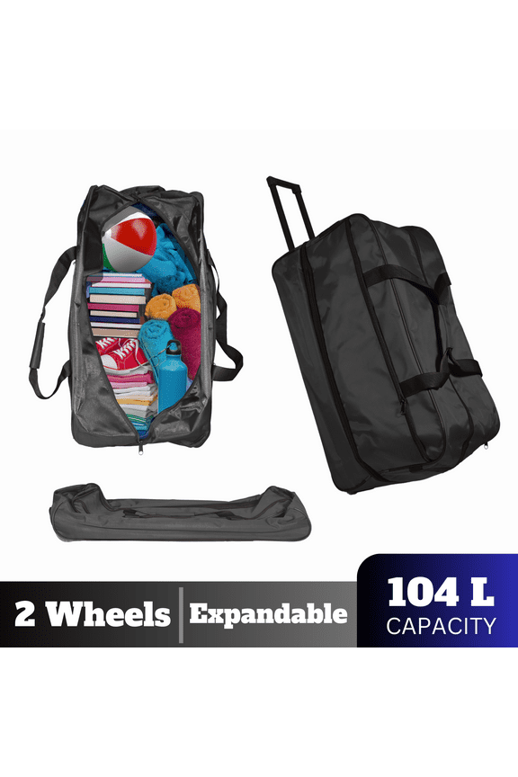 140L Extra Large Storage Duffle Bag Wheeled Collapsible Handle Bag Expandable and Handles Big Foldable Duffle Bag for Travel Black