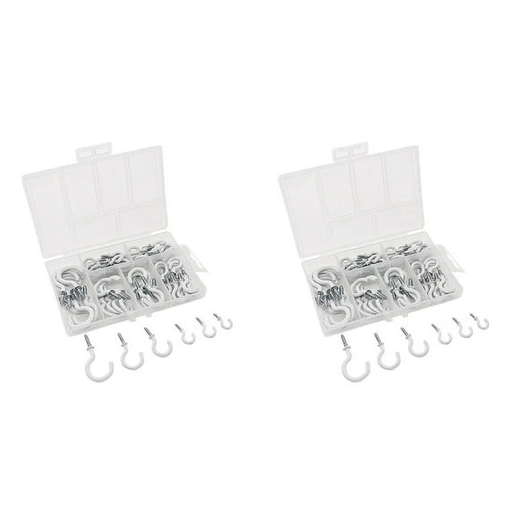 140PCS Ceiling Hooks Heavy Duty Screw Cup Hook for Bathroom Kitchen Wall Ceiling Hanging Various Size Combination