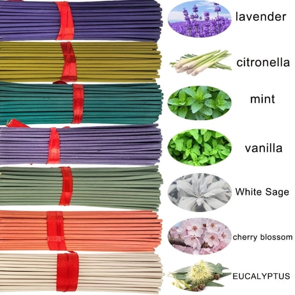 140PCS Incense Sticks (7 Scents: Lavender, Lemongrass, Sage, Eucalyptus, Vanilla, Mint, Cherry Blossom) for Home, Yoga & Meditation