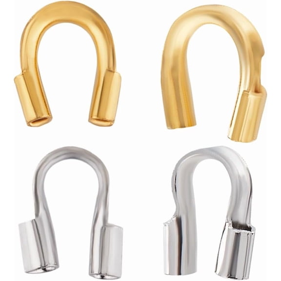 140Pcs 2 Colors Iron & Brass Wire Guardian and Protectors Sets Long-Lasting Plated Real 18K Gold Plated & Platinum 4.5x4x1mm Hole: 0.5~0.6mm