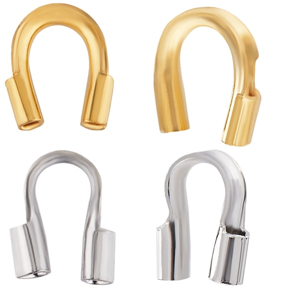 140Pcs/2Color Wire Guardian Real 18K Gold Plated Platinum Brass U-Shape Cable Protector Wire Guard Loops Thread Protector 4.5x4mm