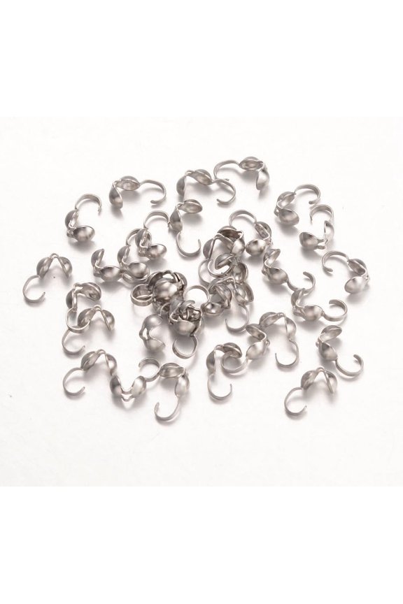 140Pcs 316 Surgical Stainless Steel Bead Tips Calotte Ends Clamshell Knot Cover Stainless Steel Color Open Bead Tips Endcaps for DIY Bracelet Necklaces Jewelry Making 9x4mm for DIY