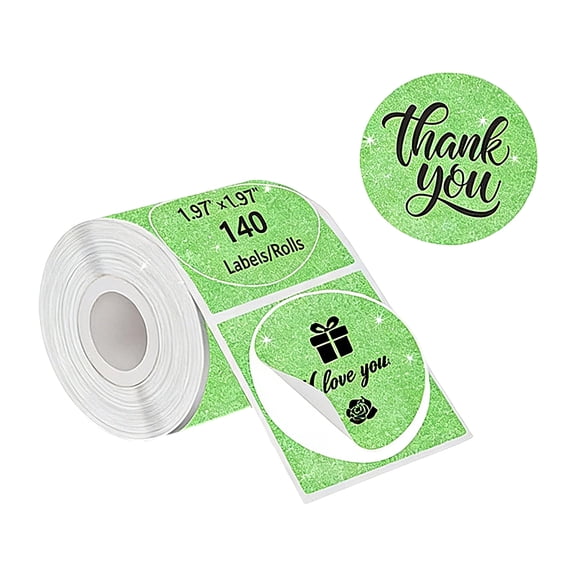 140Pcs 50mm Sparkling Round Thermal Sticker Oil and Water Resistant Thermal Labels For Classification Barcode Shipping