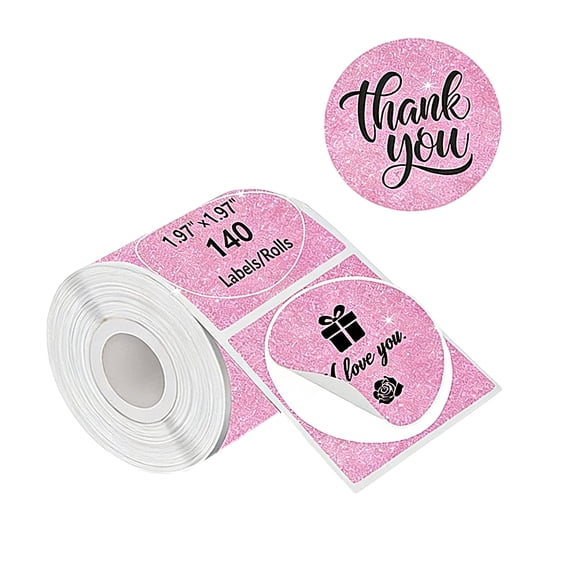 140Pcs 50mm Sparkling Round Thermal Sticker Oil and Water Resistant Thermal Labels For Classification Barcode Shipping