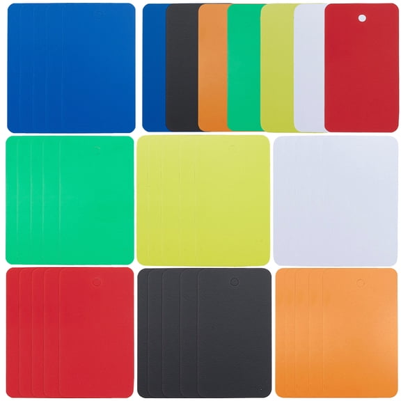 140Pcs 7 Colors Blank Plastic Tags Reusable Waterproof Tags Bulk PVC PVC Orange Rectangle 4 x 7cm Writable Hanging Sign Storage Labels