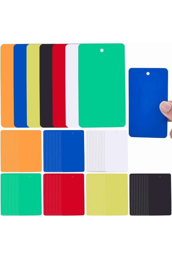 140Pcs 7 Colors Blank Shipping Tags Waterproof Plastic Tags Colorful Rectangle 5 x 9cm Black Big Identification Name Tag Wires Labels for Identify Name ID Card Handbag Luggage Outdoor Tagging