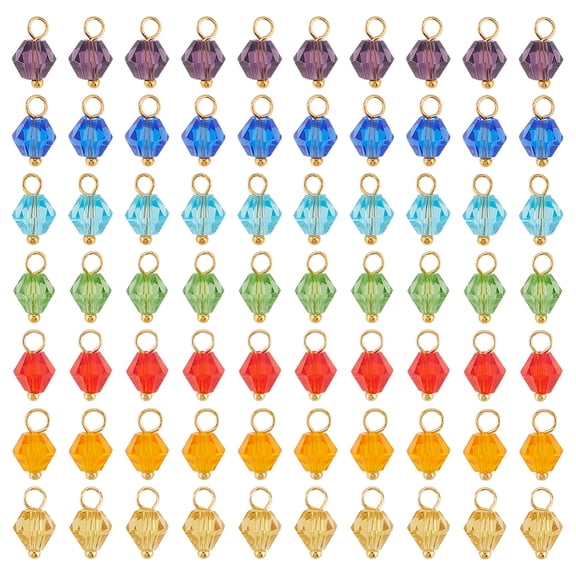 140Pcs 7 Colors Clear Glass Drop Beads Dangle Charms Faceted Glass Charms for Jewelry Making Bicone Glass Beads Pendants for DIY Necklace Earrings