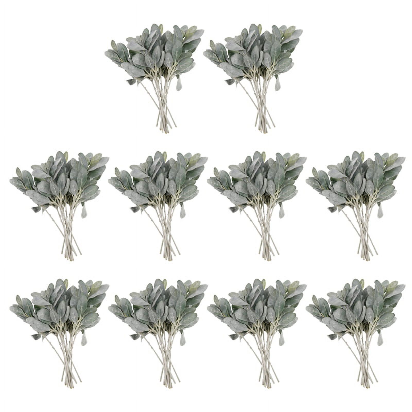 140Pcs Artificial Flocked Greenery Leaves Short Stems,Faux Lambs Ear Greenery Urn Filler