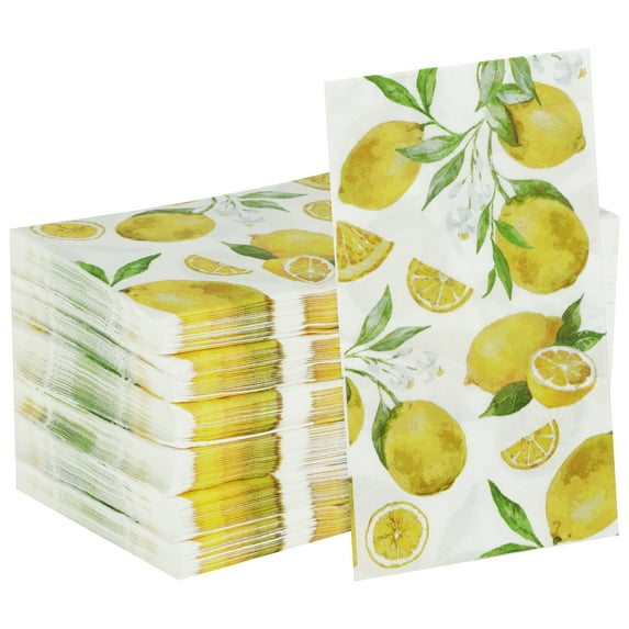140Pcs Colorful Watercolor Flower Print Napkins Lemon Paper Napkins Soft Absorbent Paper Lemon Guest Napkin for Party
