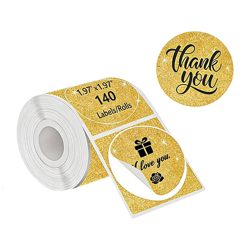 140Pcs Glittering Thermal Labels Paper Waterproof 50mm Round Adhesive ...
