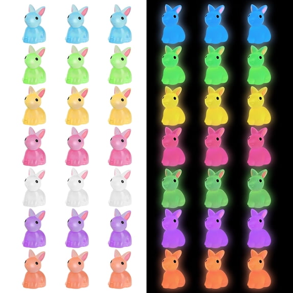 140Pcs Luminous Mini Resin Bunnies, Mini Bunnies Glow in the Dark Miniature Figurines Tiny Plastic Rabbits DIY Craft Mini Resin Figures for Fairy Garden Dollhouse Decor