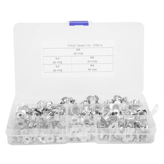 140Pcs M3/M4/M5/M6/M8 Four Claws Tee Nut Carbon Steel Galvanized Blind Pronged Insert T Nut