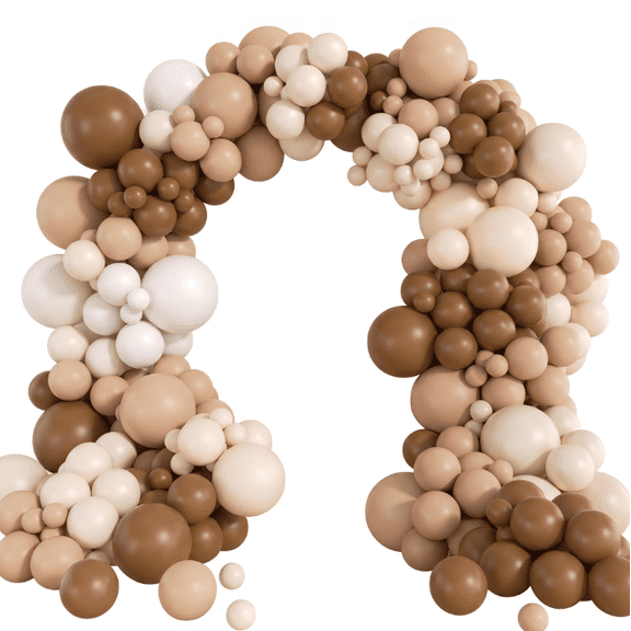 140Pcs Neutral Balloon Garland Set, 5 10 12 18inch Assorted Balloons, Ideal for Birthday Parties, Neutral Showers, Woodland Themed Events, Gender Reveal Parties, Brown, Beige, Nude, Brown