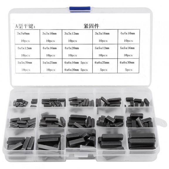 140Pcs Round Ended Parallel Keys, Key Stock Assortment Feather Key Parallel Drive Shaft Keys Set 8mm 10mm 12mm 16mm 20mm 25mm 30mm