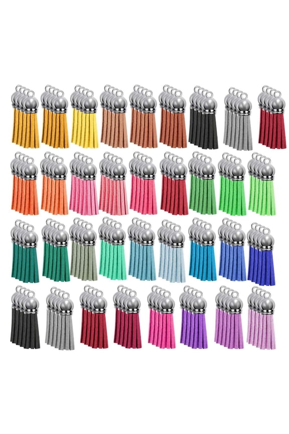 140Pcs Tassel Keychain Bulk Set for DIY Leather Pendants Keychain Acrylic Jewelry Accessories
