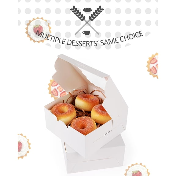 140Pcs White Bakery Box with Window 6x6x3 Inch Macaron Boxes for Party  Cookie Pastry