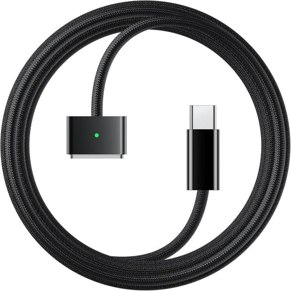 140W Type-C to Magsafe3 Charging Cable, Compatible with Mac Models Pro/Air (2021-2025 M1/M2/M3/M4), Detachable Laptop Power Cord, Nylon Braided Fast Charge(Black 6.6FT/2M)