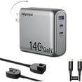 thumbnail image 1 of 140W USB C Charger, PD3.1 GaN Charger 3 Port 140w USB-C Power Adapter with 5ft Detachable Power Extension Cord for MacBook Pro 16'', Dell XPS, iPad Pro, Galaxy, iPhone 16/15 Pro, Power Bank and More, 1 of 7