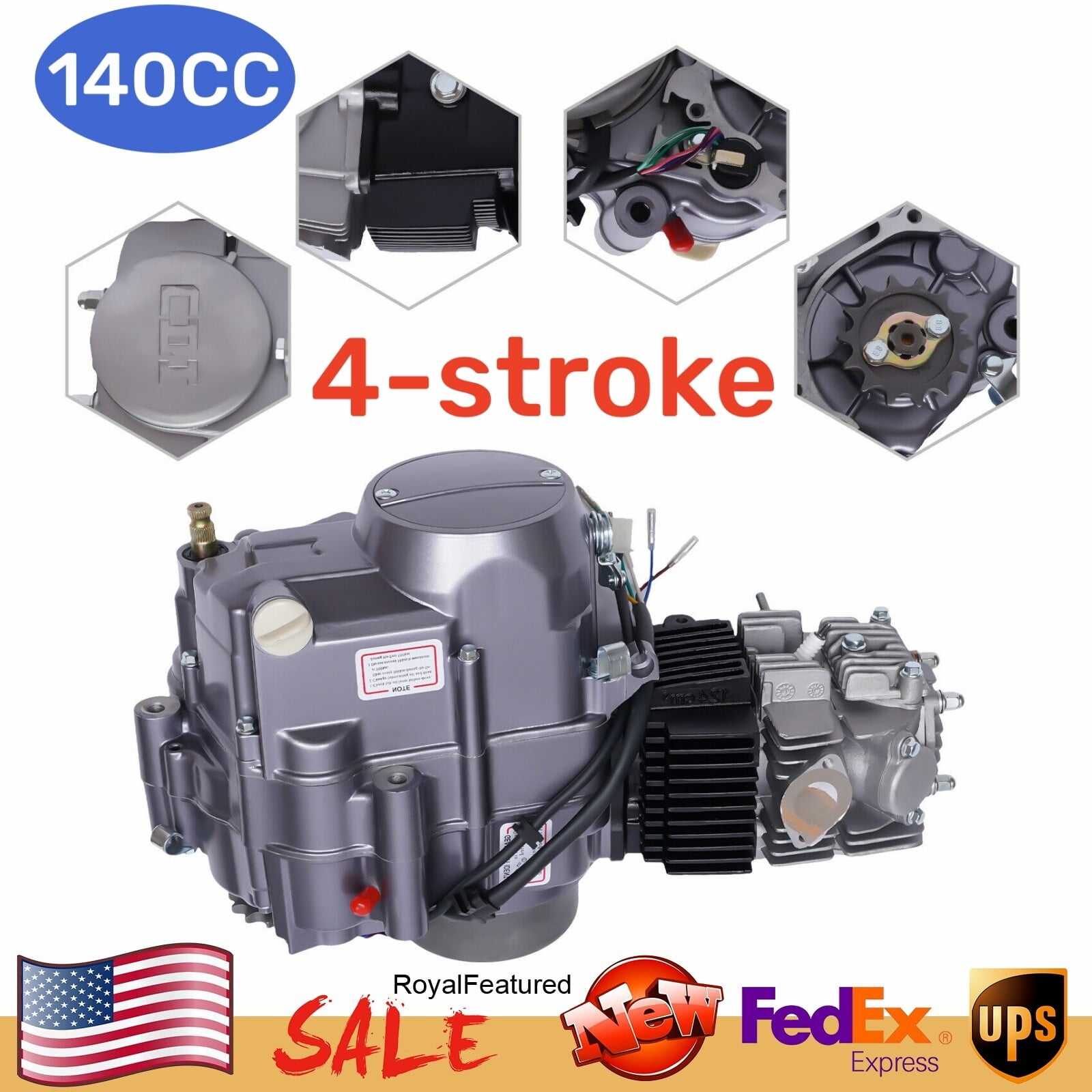 140cc 4-stroke Engine, Single-Cylinder Motor For Dirt Bike Racing Honda CRF50