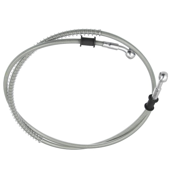 140cm 55.12" 10mm Motorcycle Braided Brake Clutch Oil Hoses Line Pipe Clutch Throttle Gas Line Fuel Pipe Silver Tone